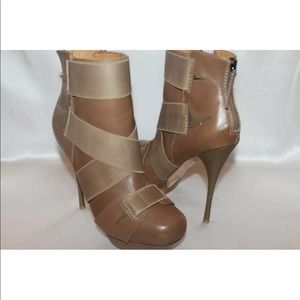 L.A.M.B. Gwen Stefani taupe leather stiletto boots